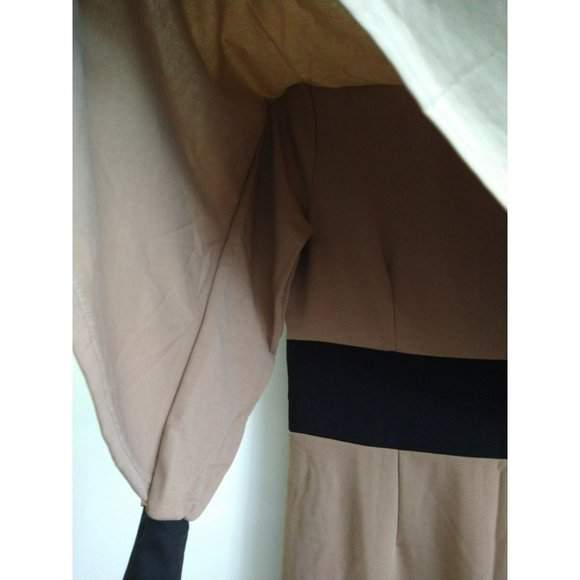 Modest Elegant Beige cape Work Dress with long sleeves Size XL - Picture 8 of 11